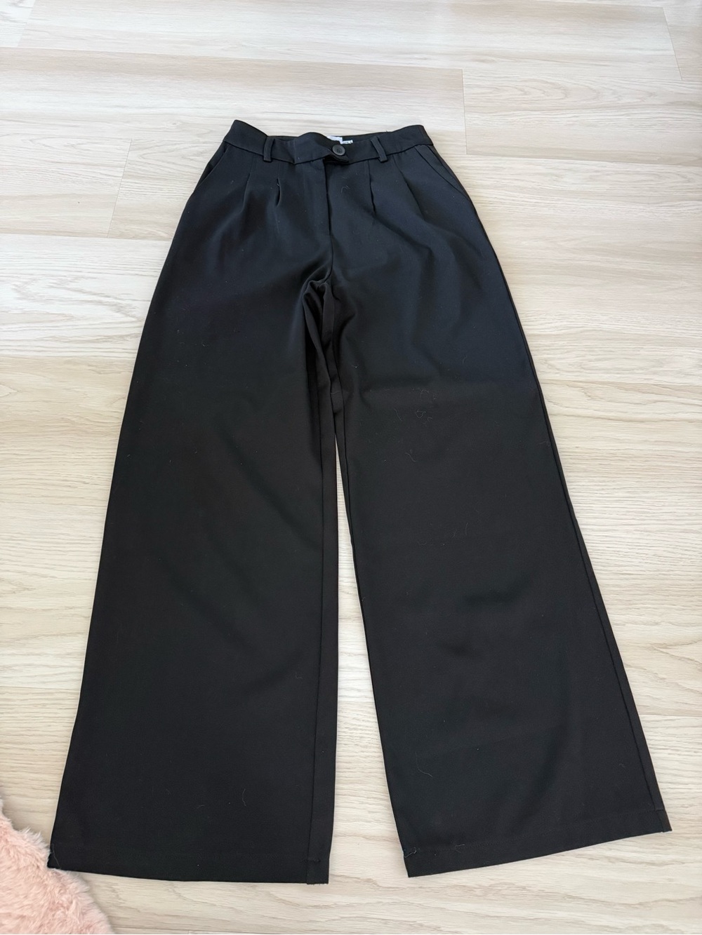 Princess Polly Black Wide-Leg Pleated Trousers
